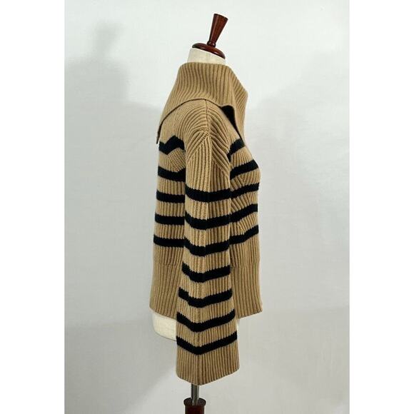 SIMKHAI Jonathan Sz S Small Black Tan Stripe Wool Cashmere Pullover Sweater Adri - Picture 6 of 10